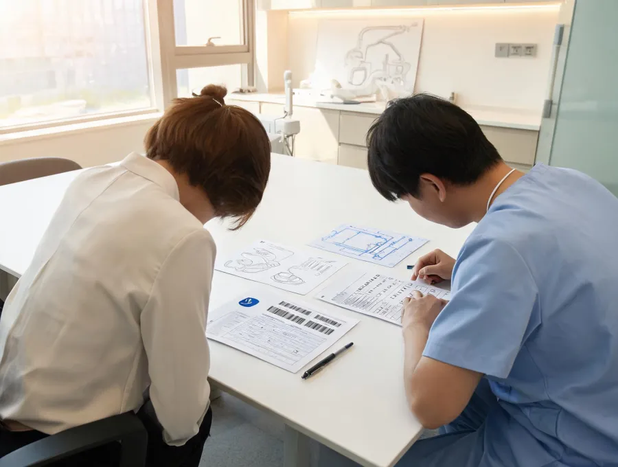 Dental equipment documentation review desk