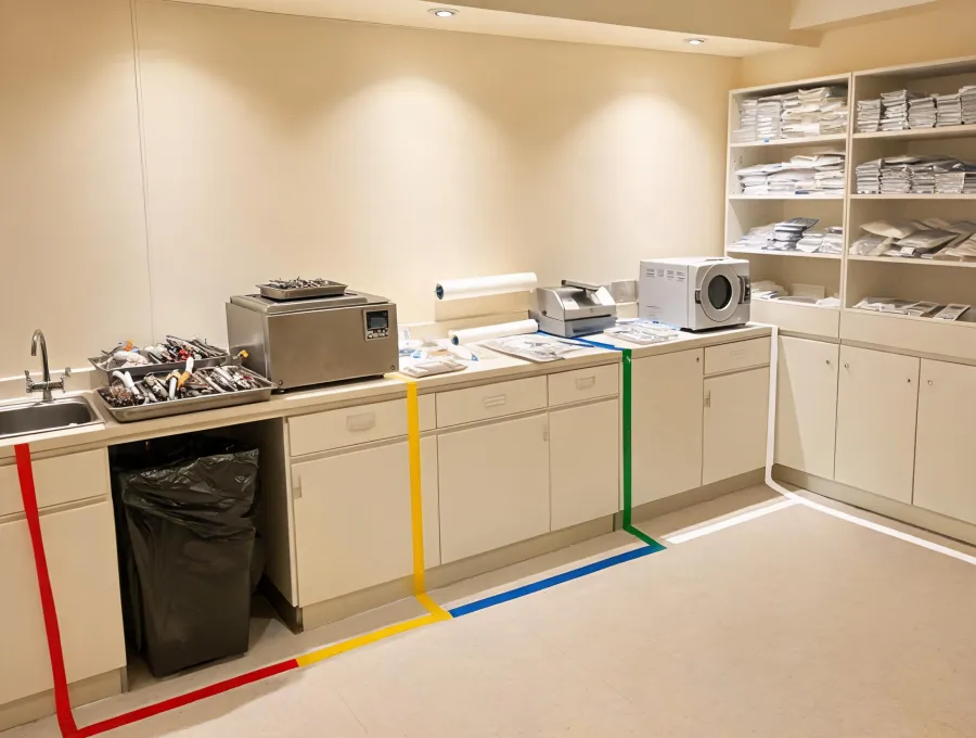 Dental reprocessing dirty to clean workflow